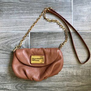 MARC BY MARC JACOBS Brown Leather Crossbody Bag with Gold Hardware